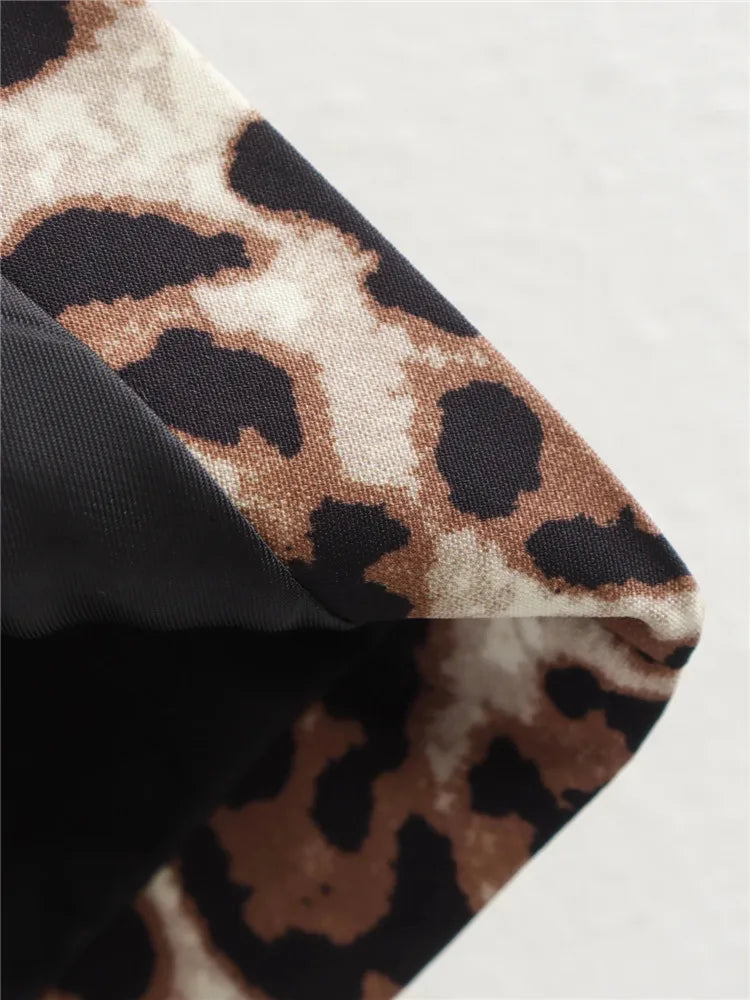 Chic Vintage Leopard Print  Sleeveless  V-Neck Slim Short Vest