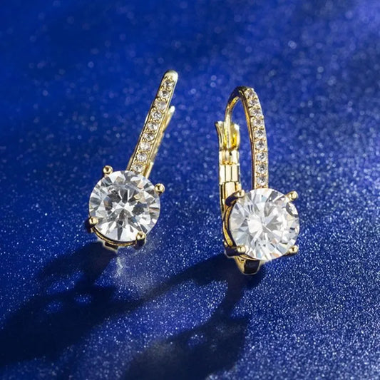 2 Carat Moissanite Diamond Drop Hoop Dangle Earrings