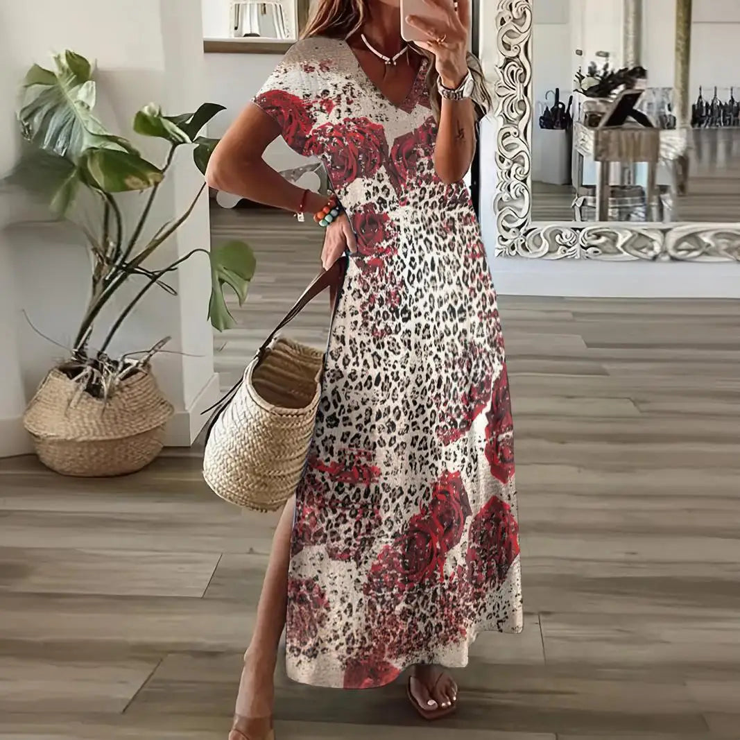 On the Go Short Sleeve Leopard Print Dress