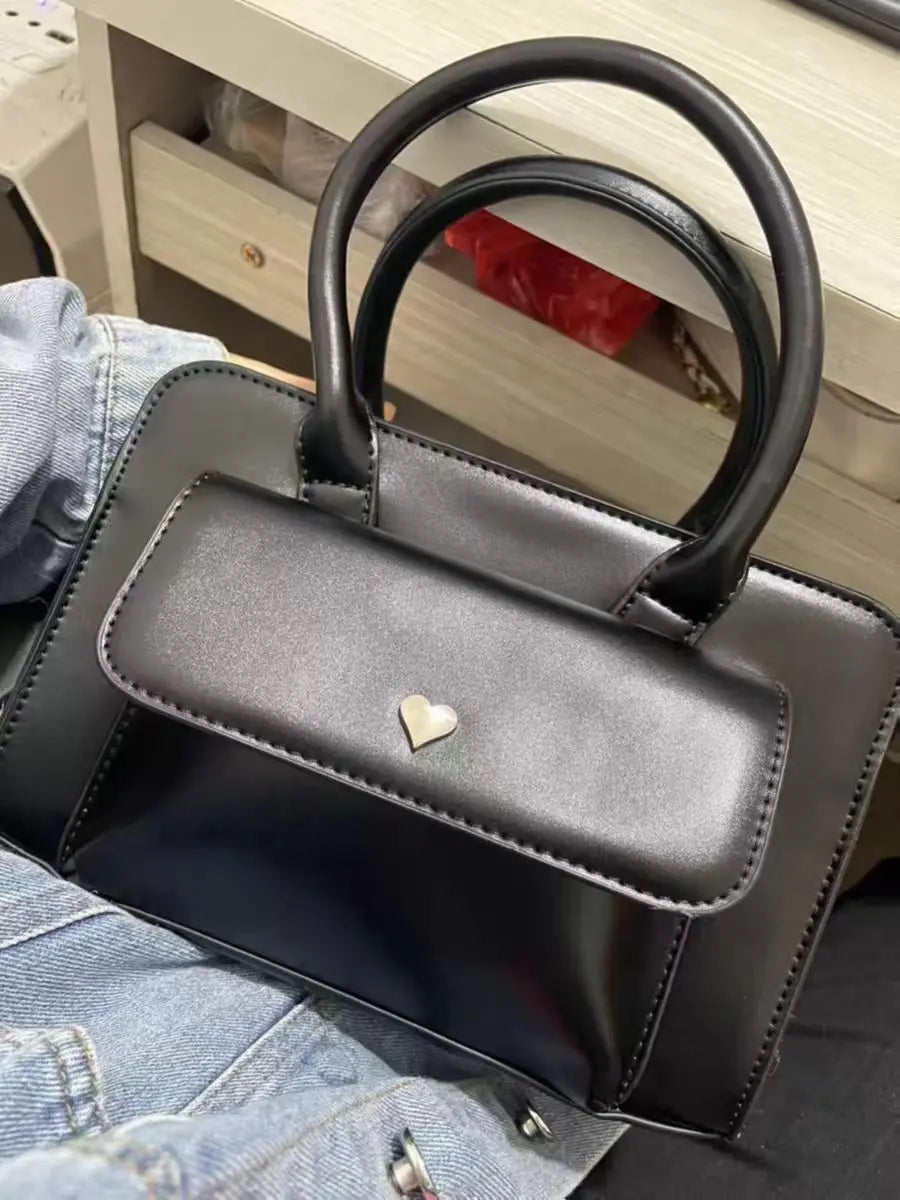 Black Versatile Elegant  Eco Leather Crossbody Bag