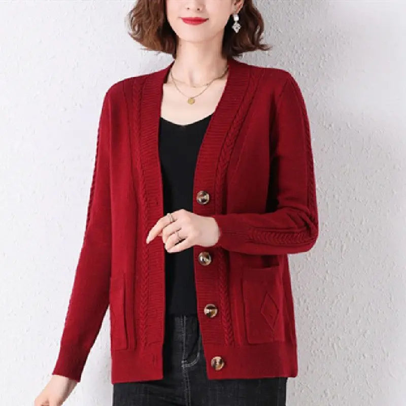 New Vintage  Button Cardigans Sweaters Coat with  Long Sleeve