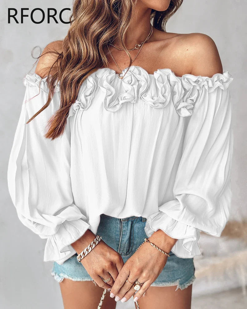 Lotus Flower Blouse with Lantern Sleeves