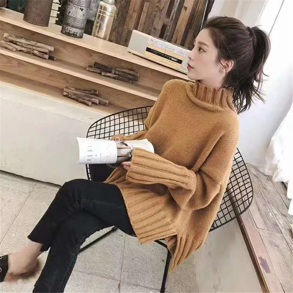 Fabulous Turtleneck  Knit Loose Sweater with Sleeves