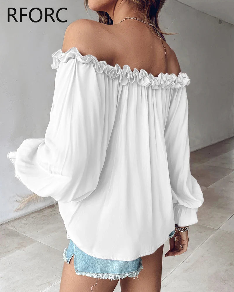Lotus Flower Blouse with Lantern Sleeves