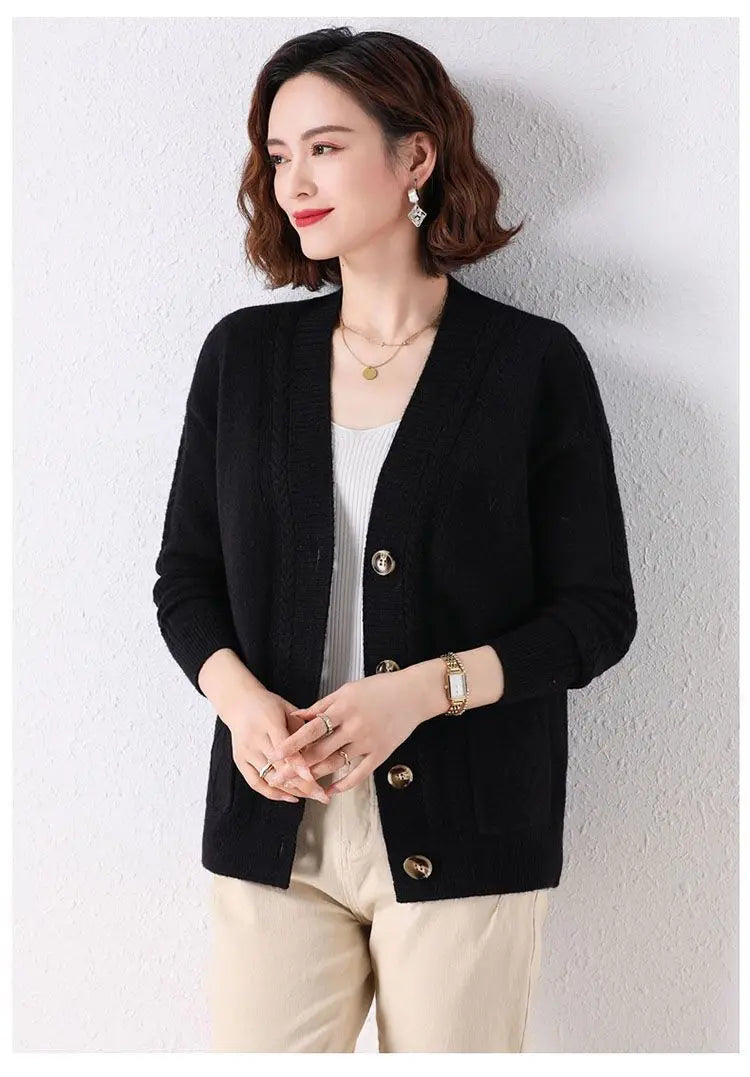 New Vintage  Button Cardigans Sweaters Coat with  Long Sleeve