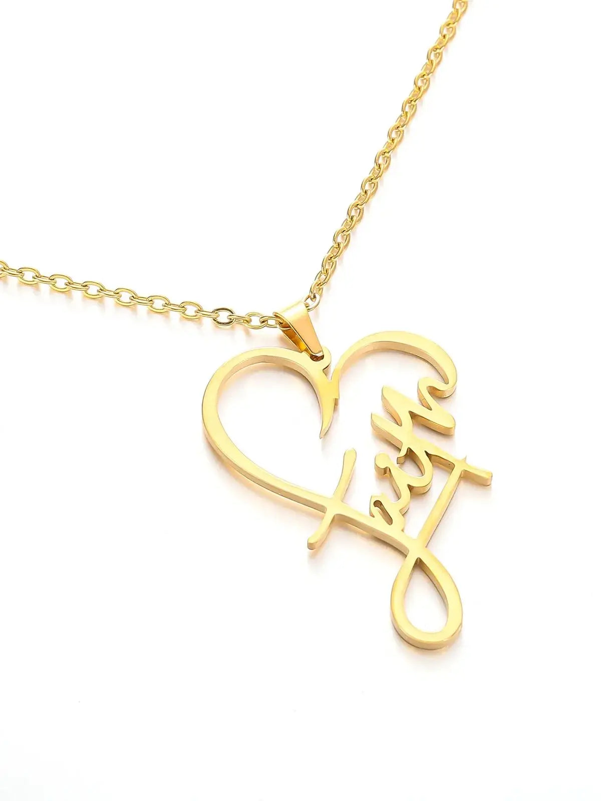 Religious Christian Faith Heart Necklace
