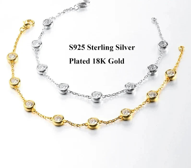 GRA Certified D Color Moissanite Bracelet Sterling Silver 18K Gold Ovlerlay