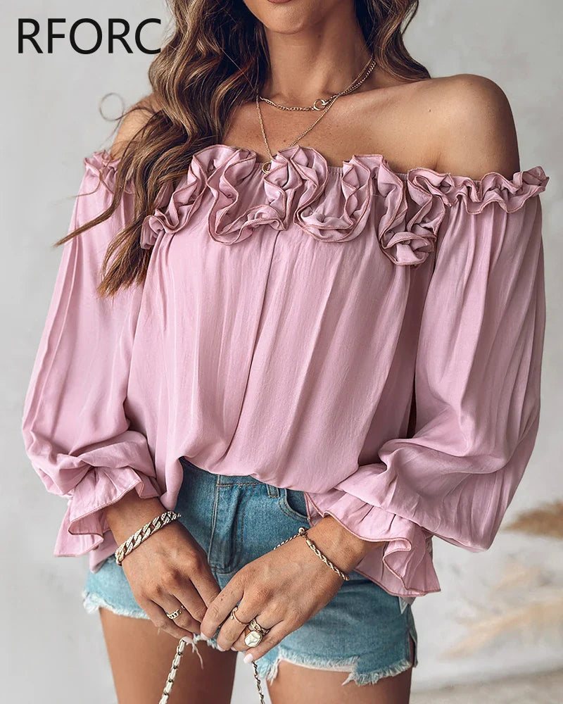 Lotus Flower Blouse with Lantern Sleeves