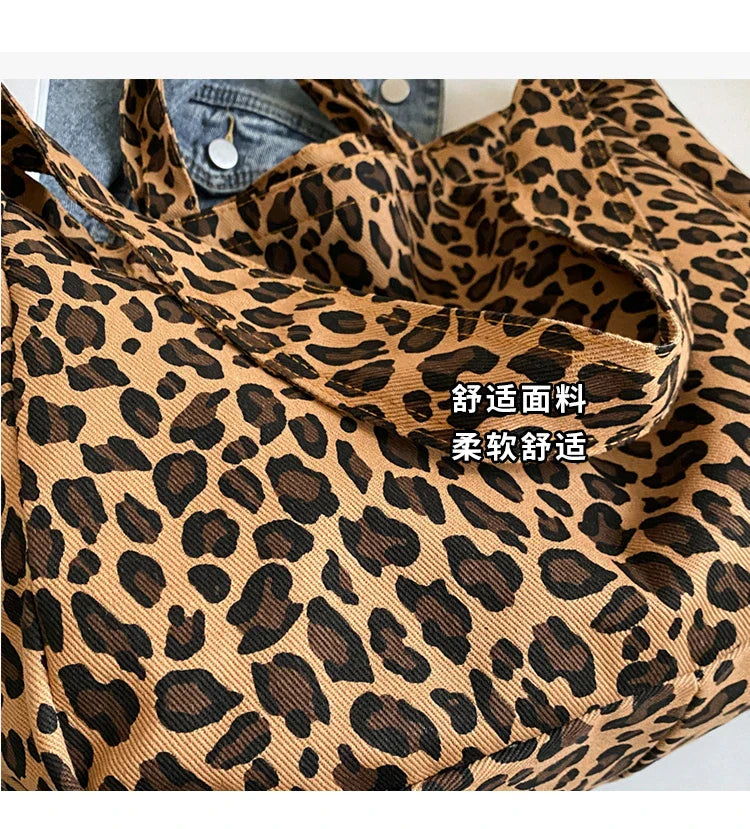 Versatile Casual Leopard Print Canvas Fashionable Crossbody Shoulder Bag