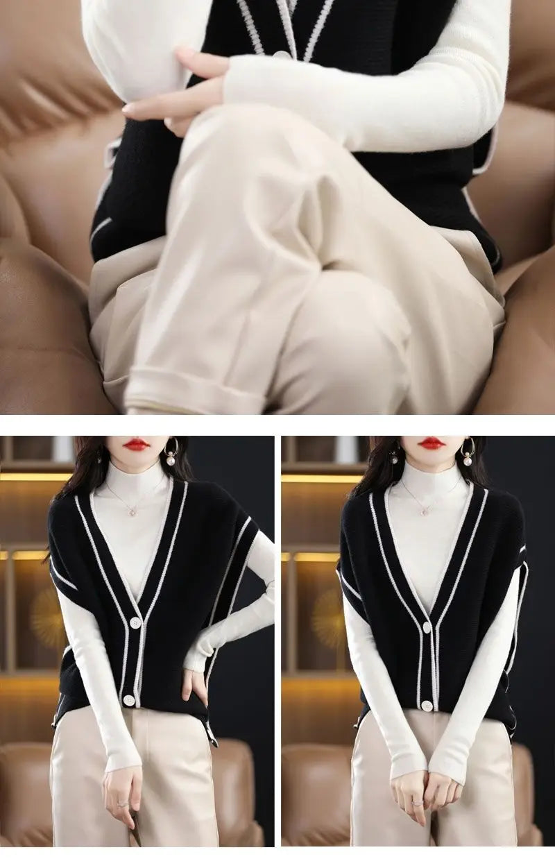 Versatile  V-neck Knitted Cardigan Vest