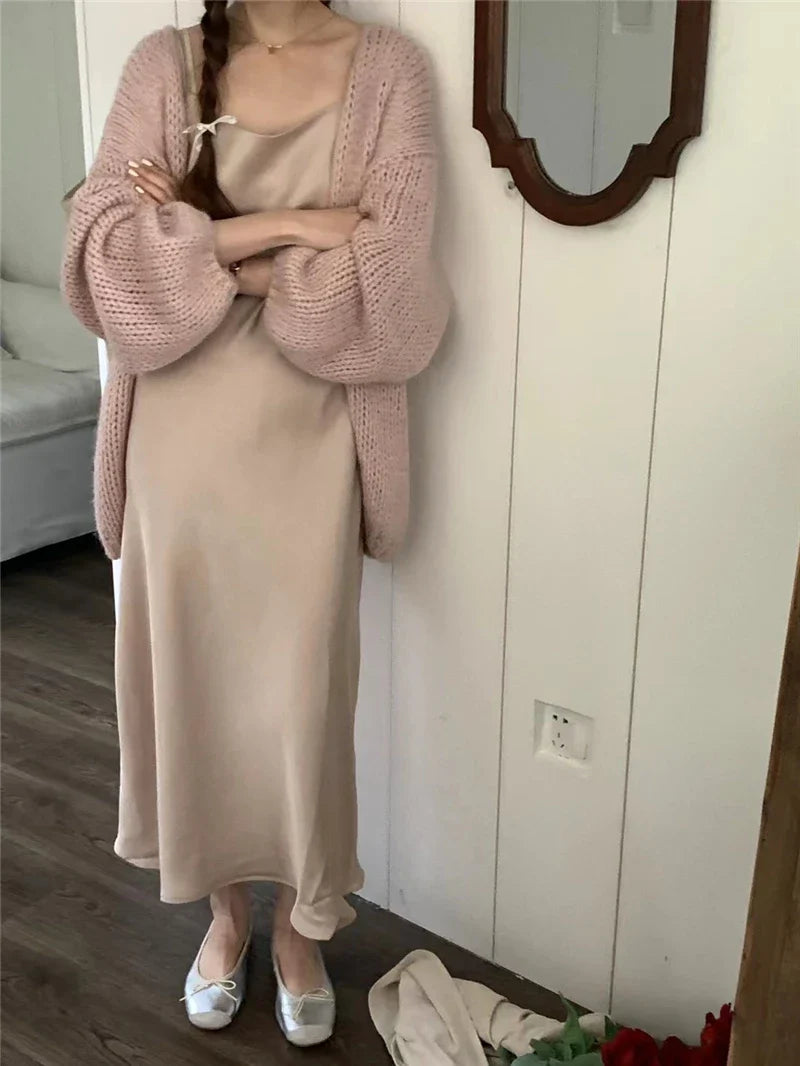 Sweet V-Neck Oversized  Fashion Knitting Cardigans  One Size