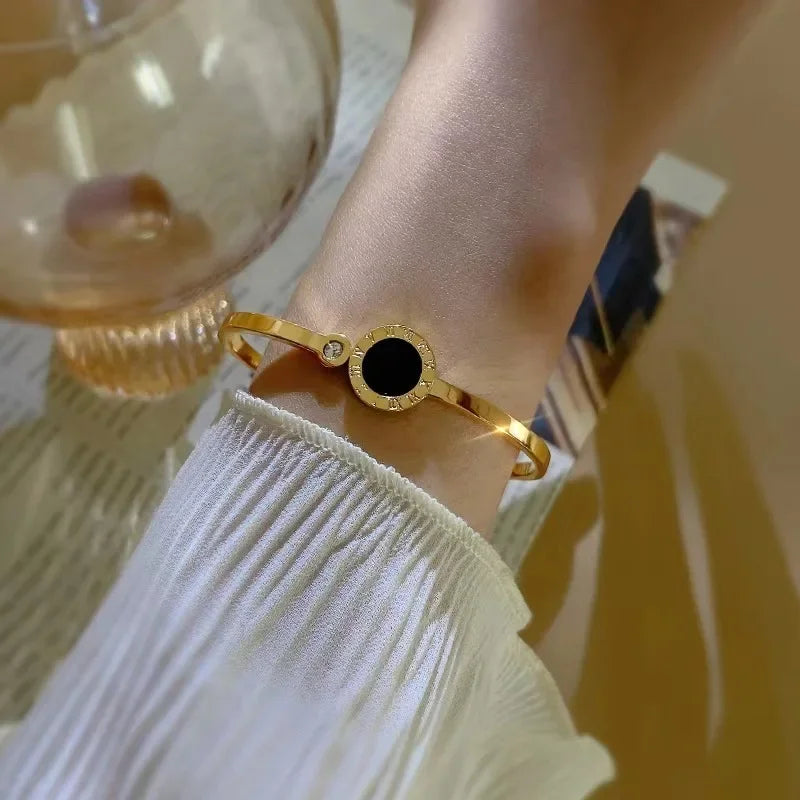 Black Shell Roman Bangle Bracelet