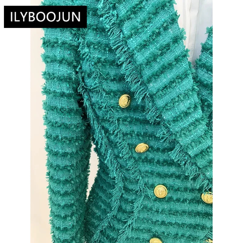 Good Day Thick  Woven Double-Breasted Blazer