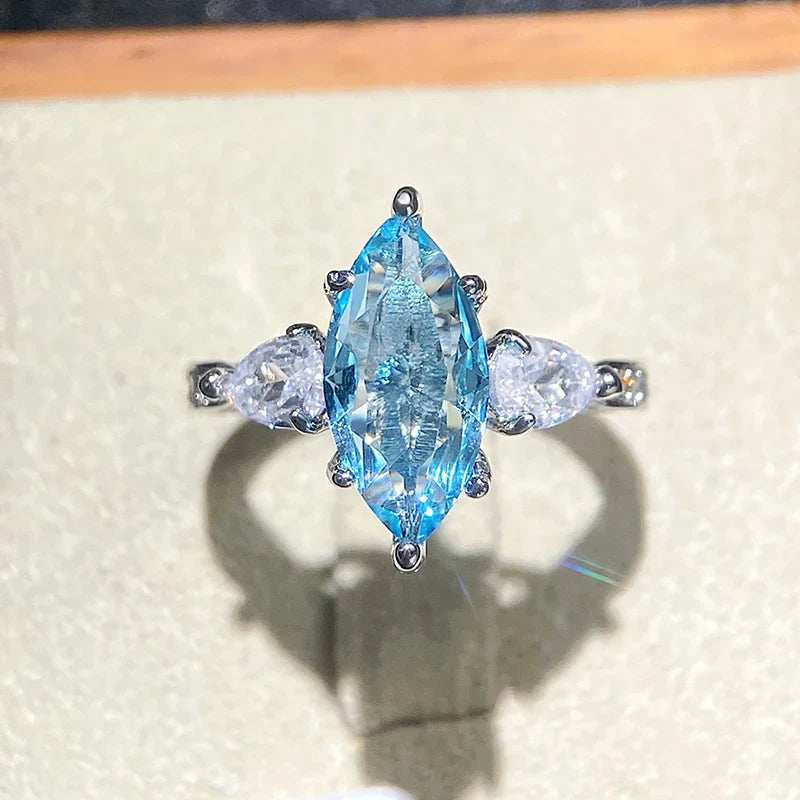 Sky Blue Topaz Marquise Stone Ring