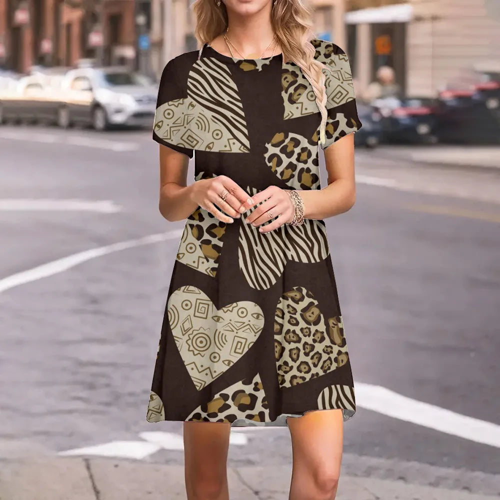 Fierce Girl Short Sleeve Leopard Print Dress