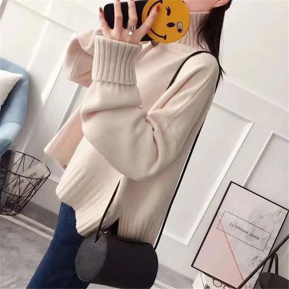 Fabulous Turtleneck  Knit Loose Sweater with Sleeves