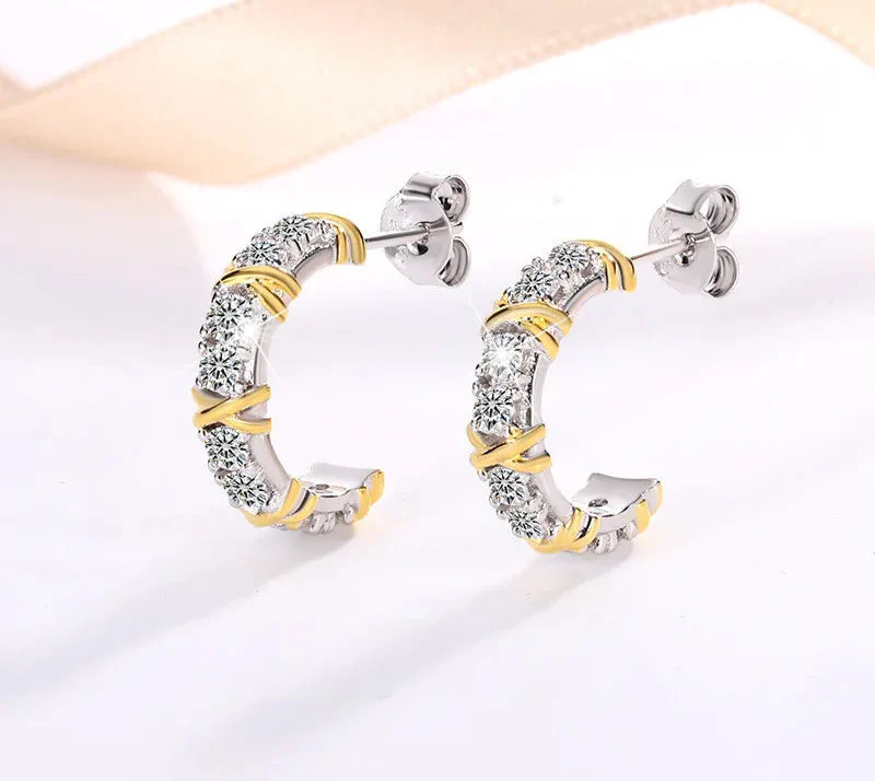 Dazzling Moissanite Two Tone Lab Diamond Jewelry Set