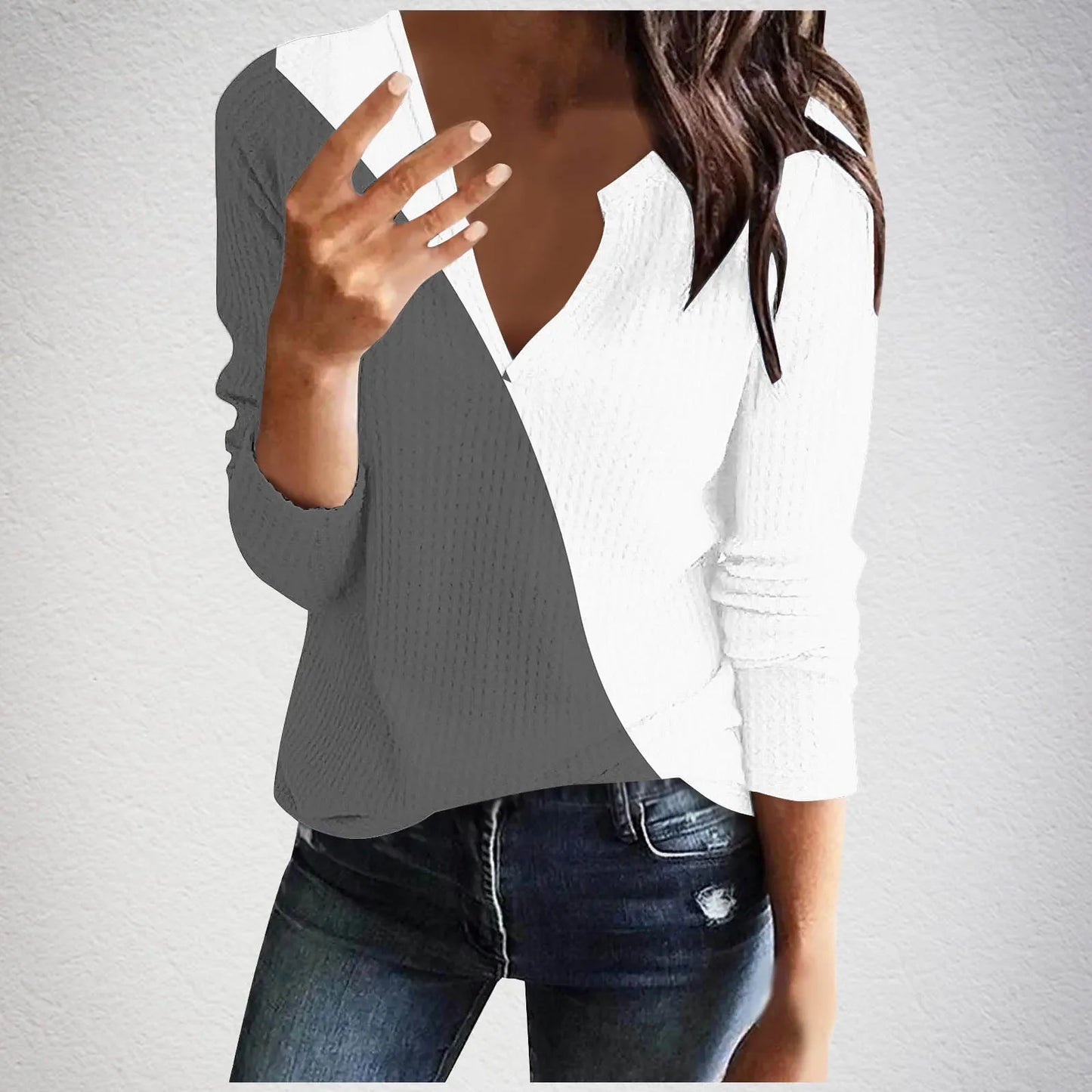 Elegant Sense  V-neck Sweater  with Long Sleeve