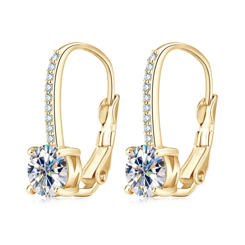 2 Carat Moissanite Diamond Drop Hoop Dangle Earrings