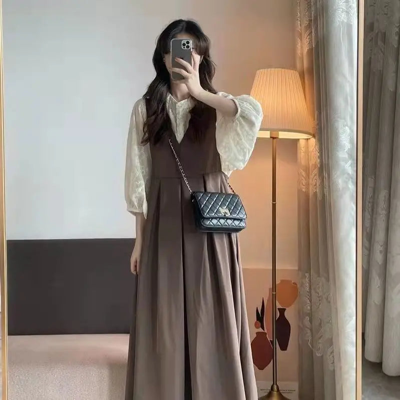 Leisure  French Vintage V-neck Strap Dresses