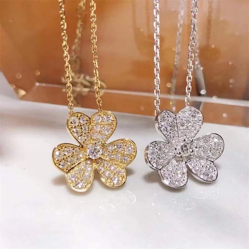 Shining CZ Clover Necklace