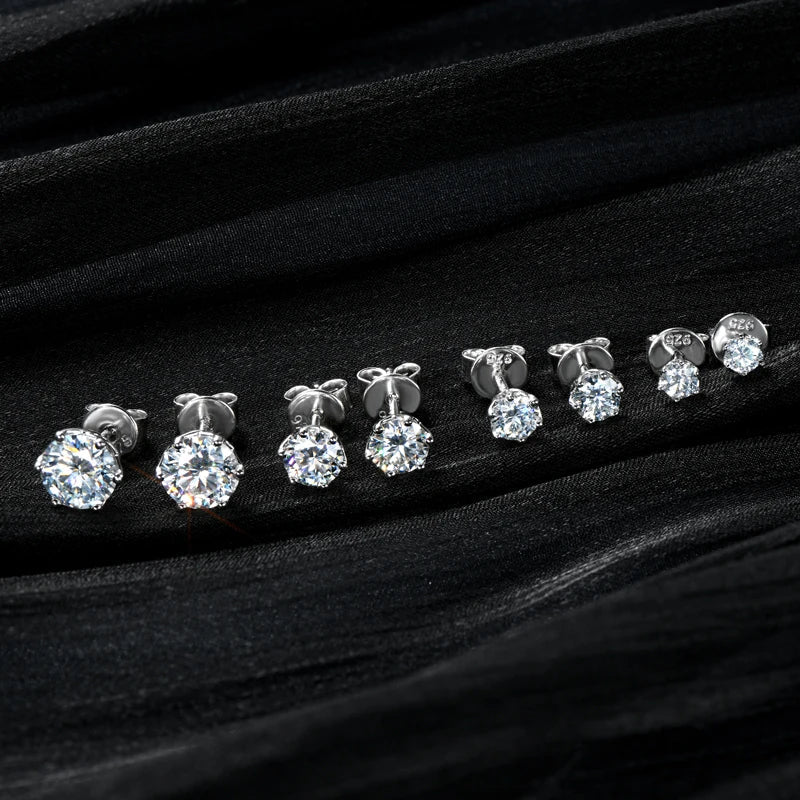 Sterling Silver and AAA Moissanite Diamond Solitaire Pendant Necklace & Earrings Set