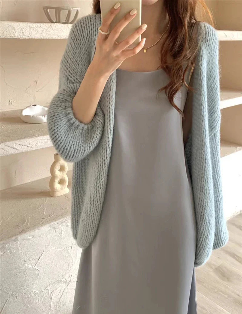 Sweet V-Neck Oversized  Fashion Knitting Cardigans  One Size
