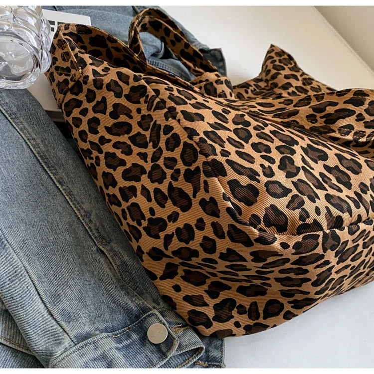 Versatile Casual Leopard Print Canvas Fashionable Crossbody Shoulder Bag