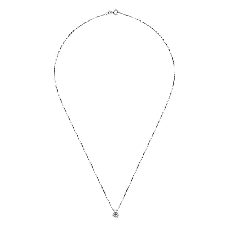 Sterling Silver and AAA Moissanite Diamond Solitaire Pendant Necklace & Earrings Set