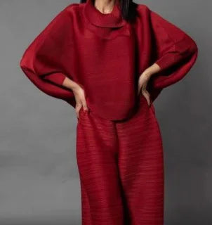 Perfected Charm Batwing Sleeve Top and Wide Leg Trousers Matching Set