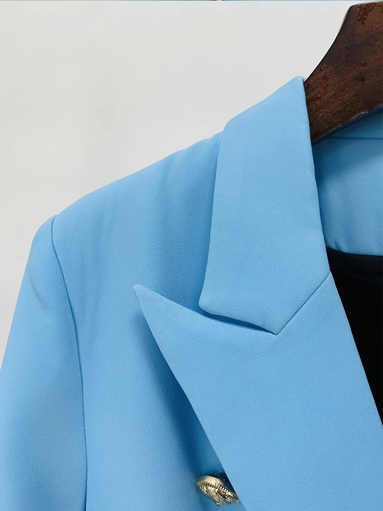 Designer Jacket-Blazer with Classic Slim Fitting Double Breasted & Lion Metal Buttons