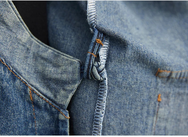 Classic Leisure Fashion Loose Belt Sleeveless Denim Dresses