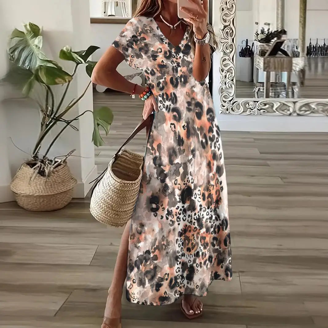 On the Go Short Sleeve Leopard Print Dress