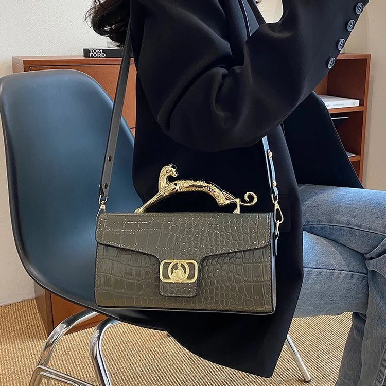 Unique Cat Handle Luxury Eco Leather Shoulder Bag