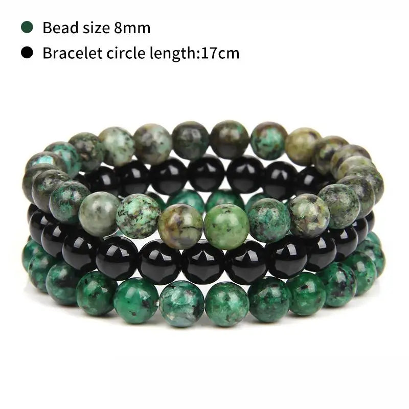 8mm Natural Stone Bracelets - 3 Piece Sets.