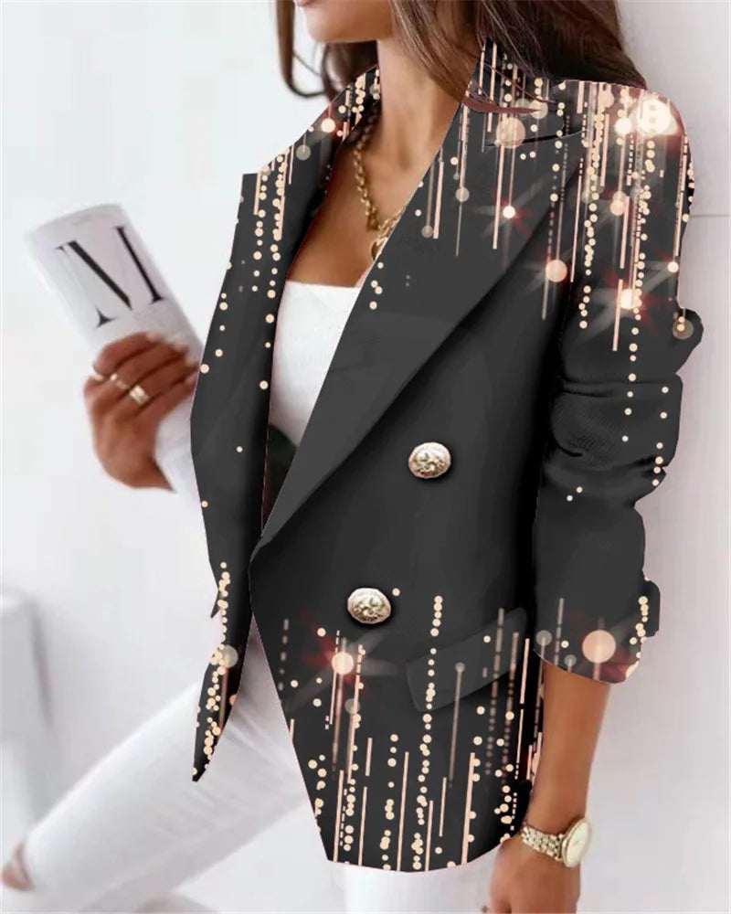 Miss Chic Floral Print Double-Breasted Blazer