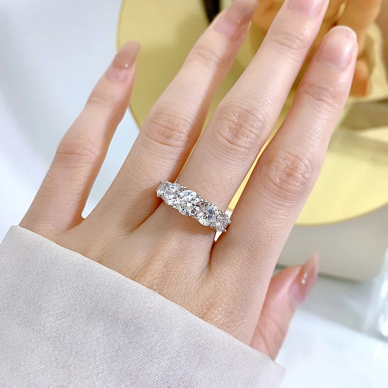 Sparkling Moissanite 5 Stone Diamond Cocktail/Promise Ring