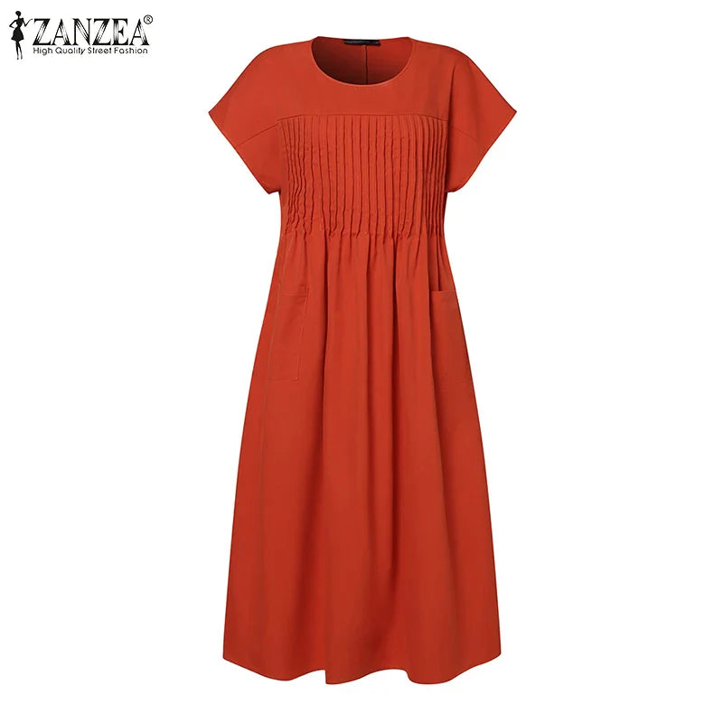 Styling Secret Short Sleeve Pleated Midi Dress