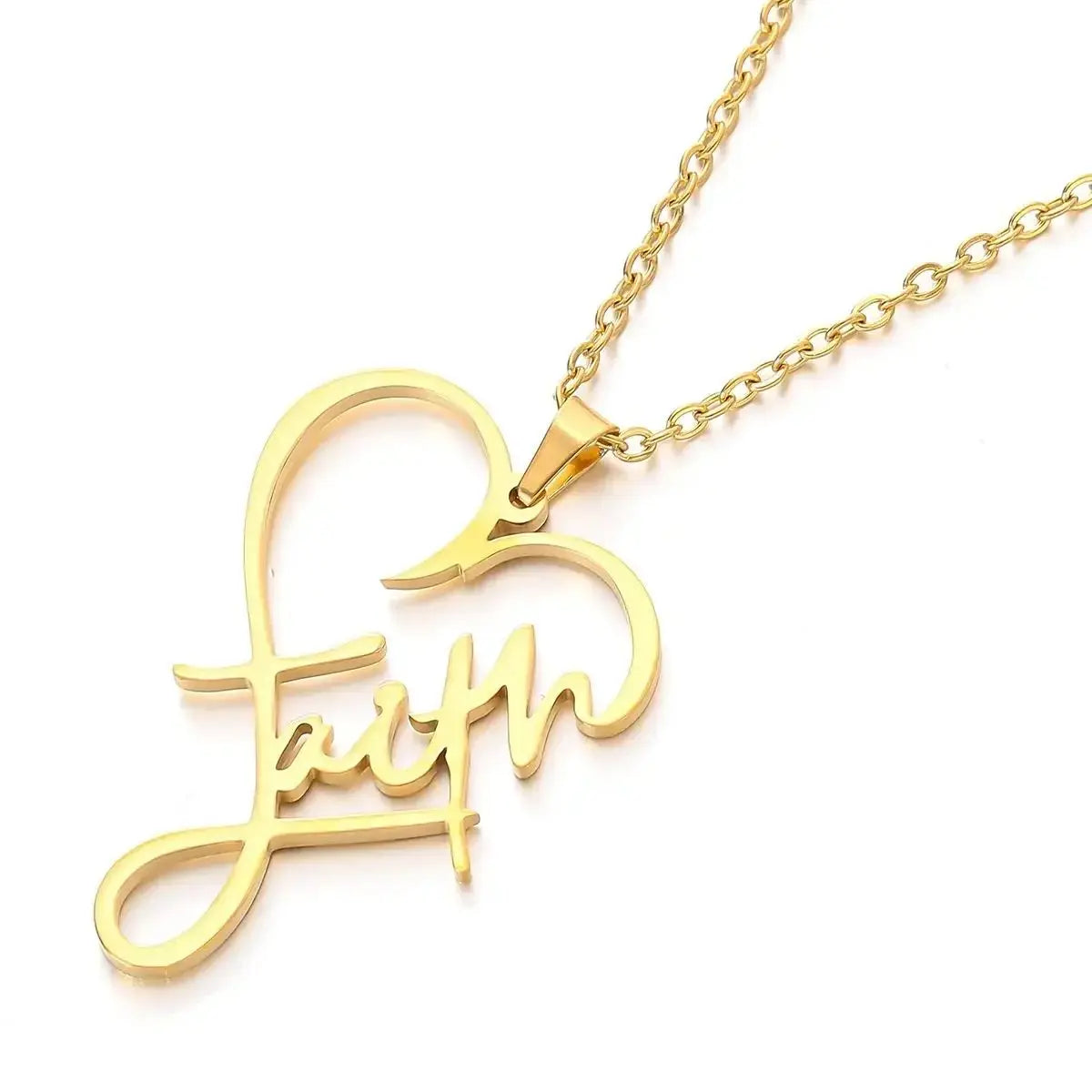 Religious Christian Faith Heart Necklace