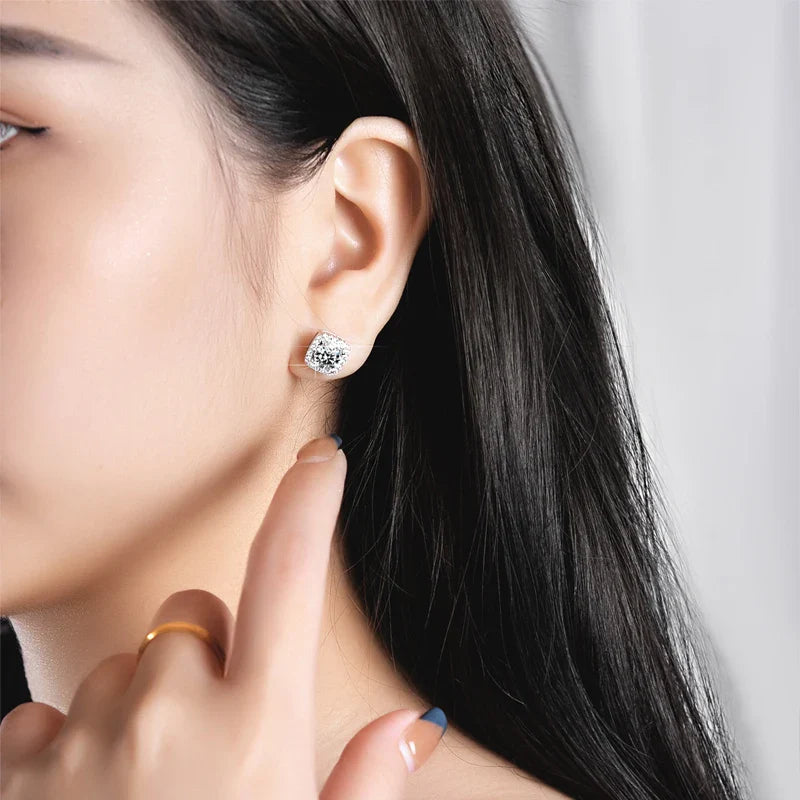 GRA Certified Sterling Silver Flawless Moissanite Diamond Ring, Necklace, Earring Jewelry Set