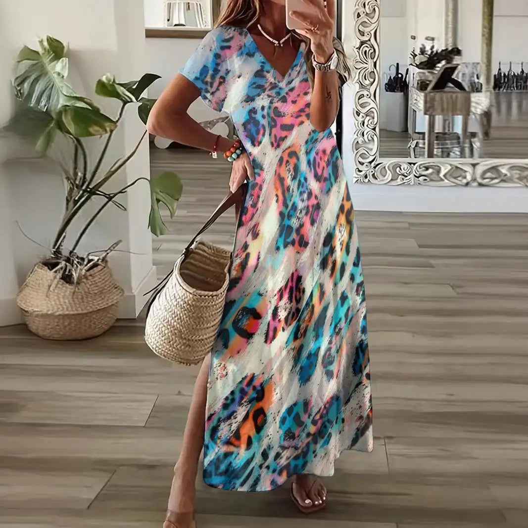 On the Go Short Sleeve Leopard Print Dress