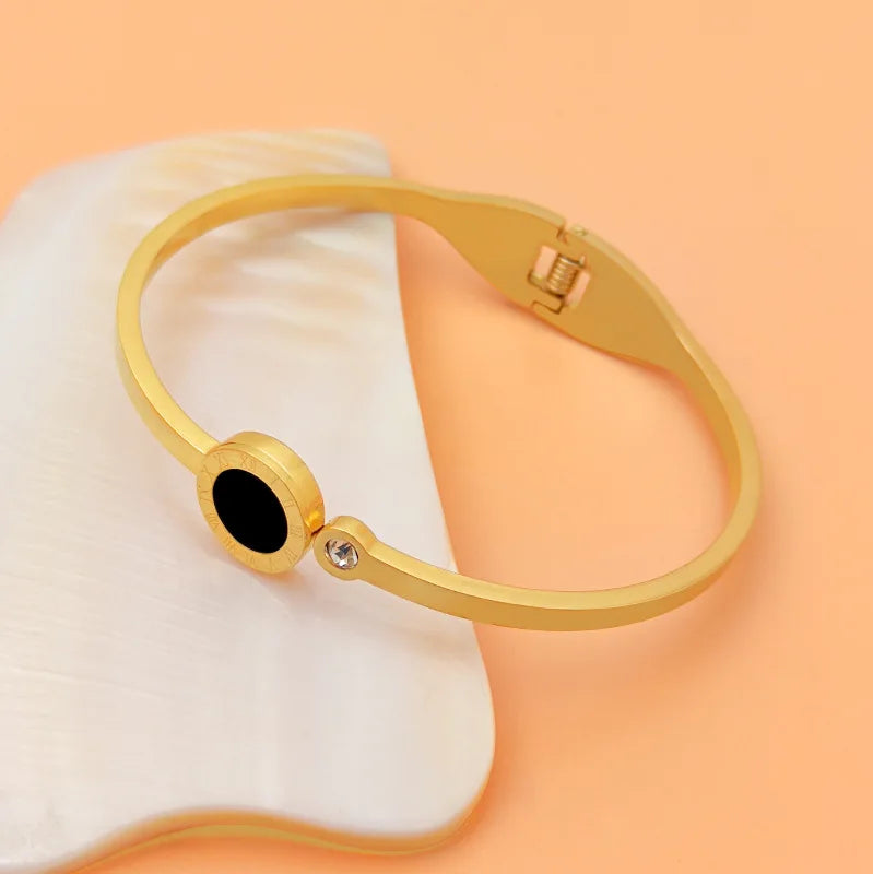 Black Shell Roman Bangle Bracelet