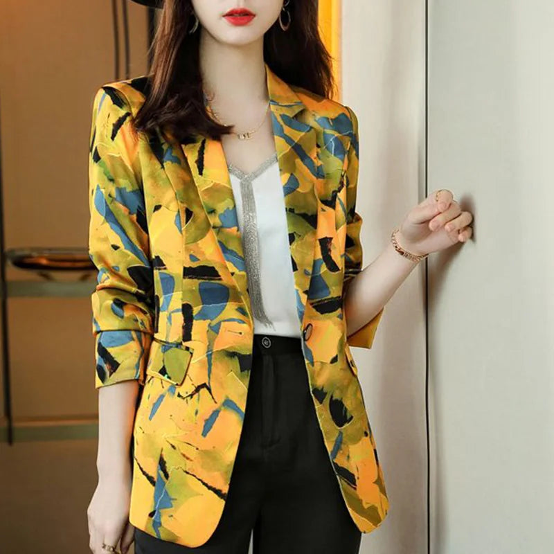 My Way Printed Blazer