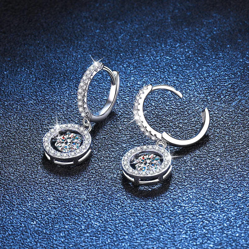 GRA Certified Moissanite Beating Heart Diamond Pendant, Necklace, Hoop Earrings Jewelry Set