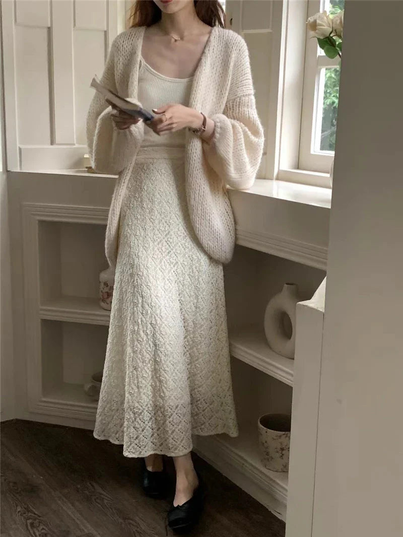 Sweet V-Neck Oversized  Fashion Knitting Cardigans  One Size