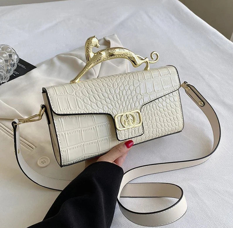 Unique Cat Handle Luxury Eco Leather Shoulder Bag