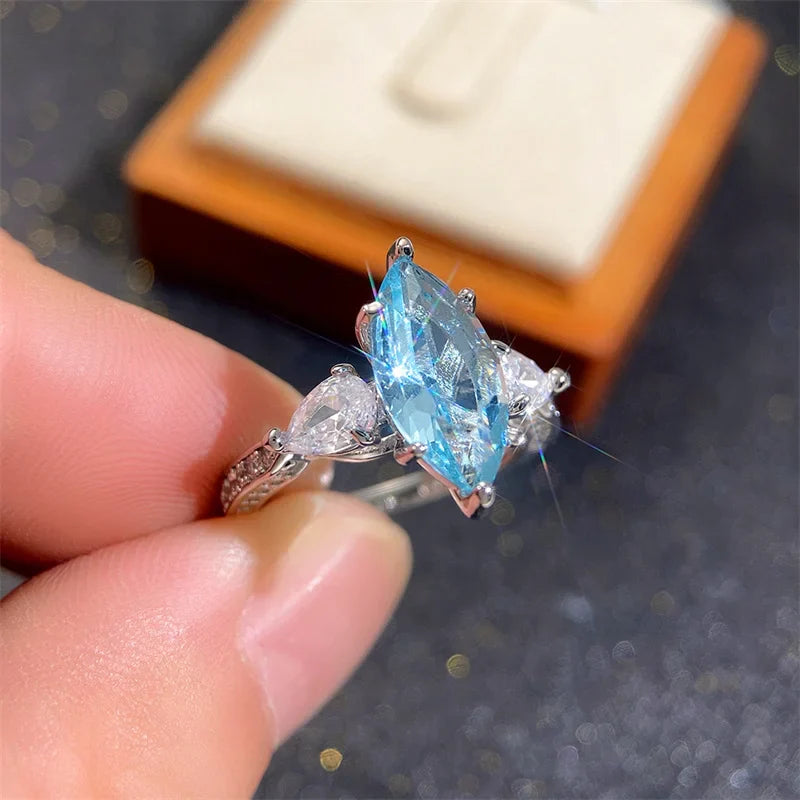 Sky Blue Topaz Marquise Stone Ring