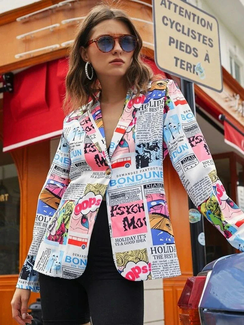 Good News Newspaper Print Blazer