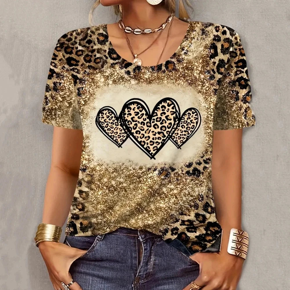 Leopard Heart Oversized T-shirt
