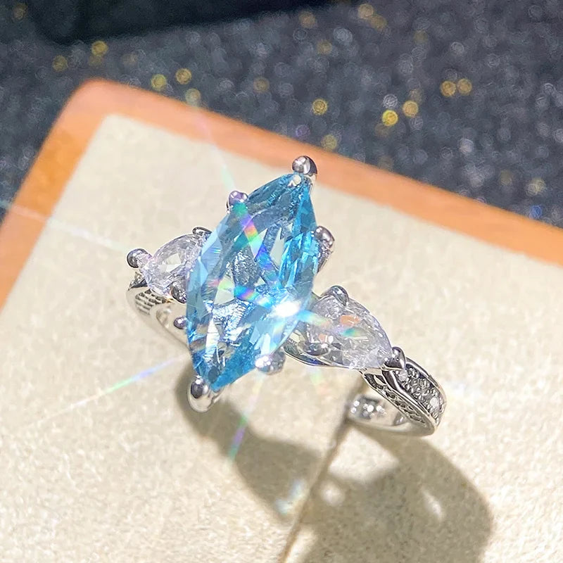 Sky Blue Topaz Marquise Stone Ring